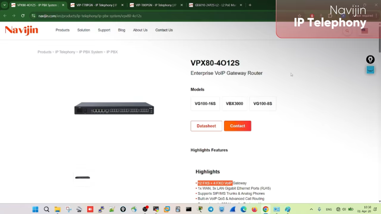 Начальная настройка IP-телефонии Navijin | VPX80-4O12S и IP-телефоны VIP серии